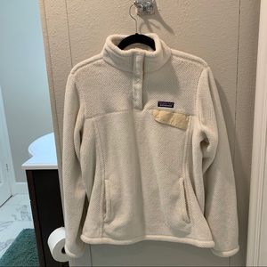 White Patagonia snap fleece pullover